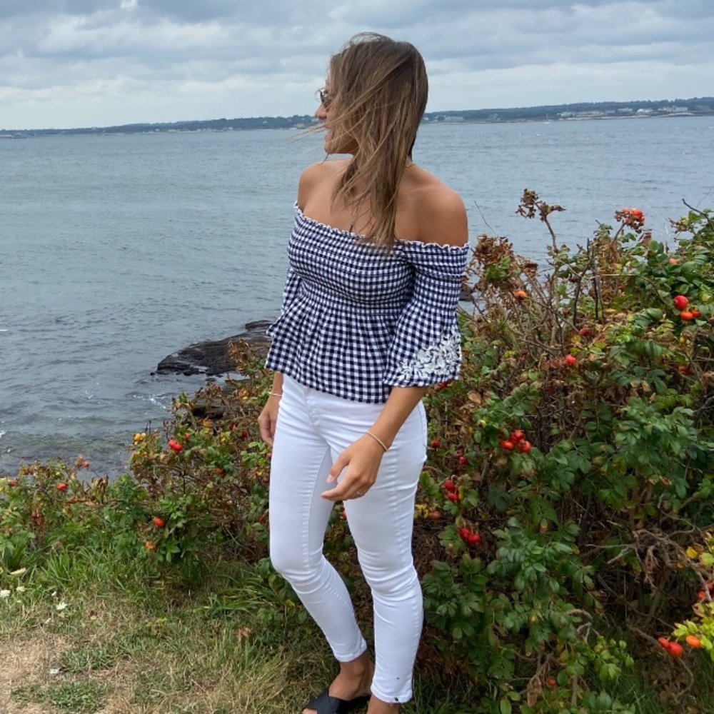 Black & White off the shoulder top